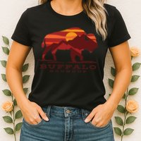 Buffalo Roundup Custer State Park South Dakota Sunset Womens T-Shirt