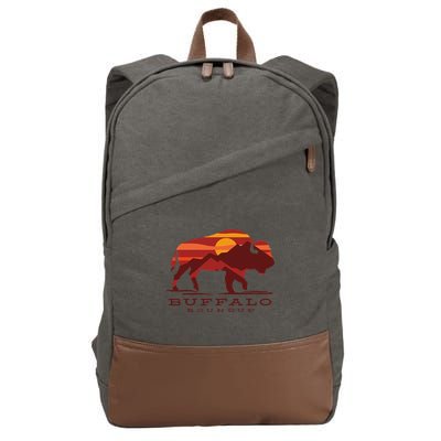 Buffalo Roundup Custer State Park South Dakota Sunset Cotton Canvas Backpack