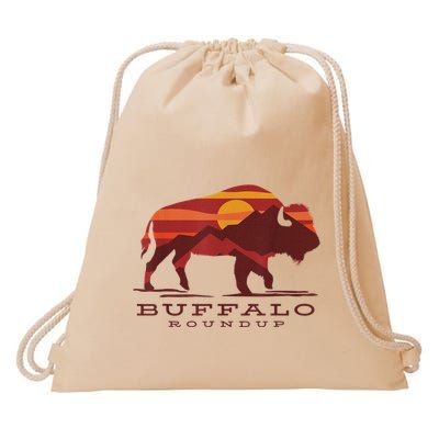 Buffalo Roundup Custer State Park South Dakota Sunset Drawstring Bag