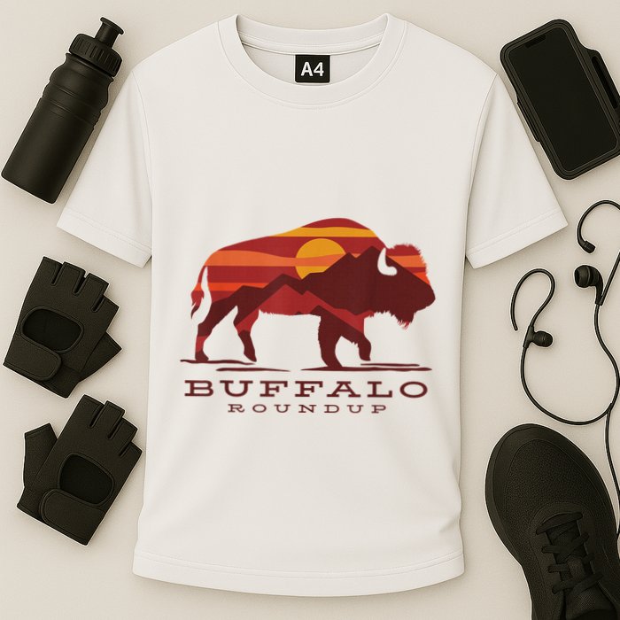 Buffalo Roundup Custer State Park South Dakota Sunset Cooling Performance Crew T-Shirt