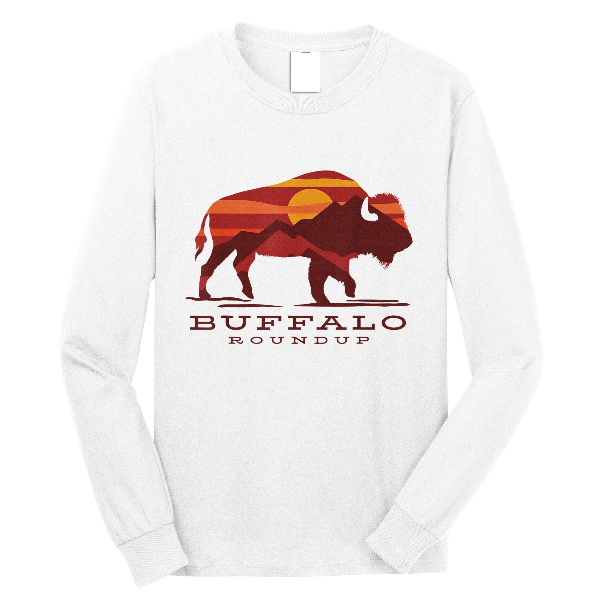 Buffalo Roundup Custer State Park South Dakota Sunset Long Sleeve Shirt