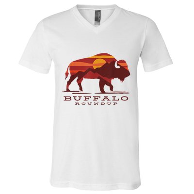 Buffalo Roundup Custer State Park South Dakota Sunset V-Neck T-Shirt