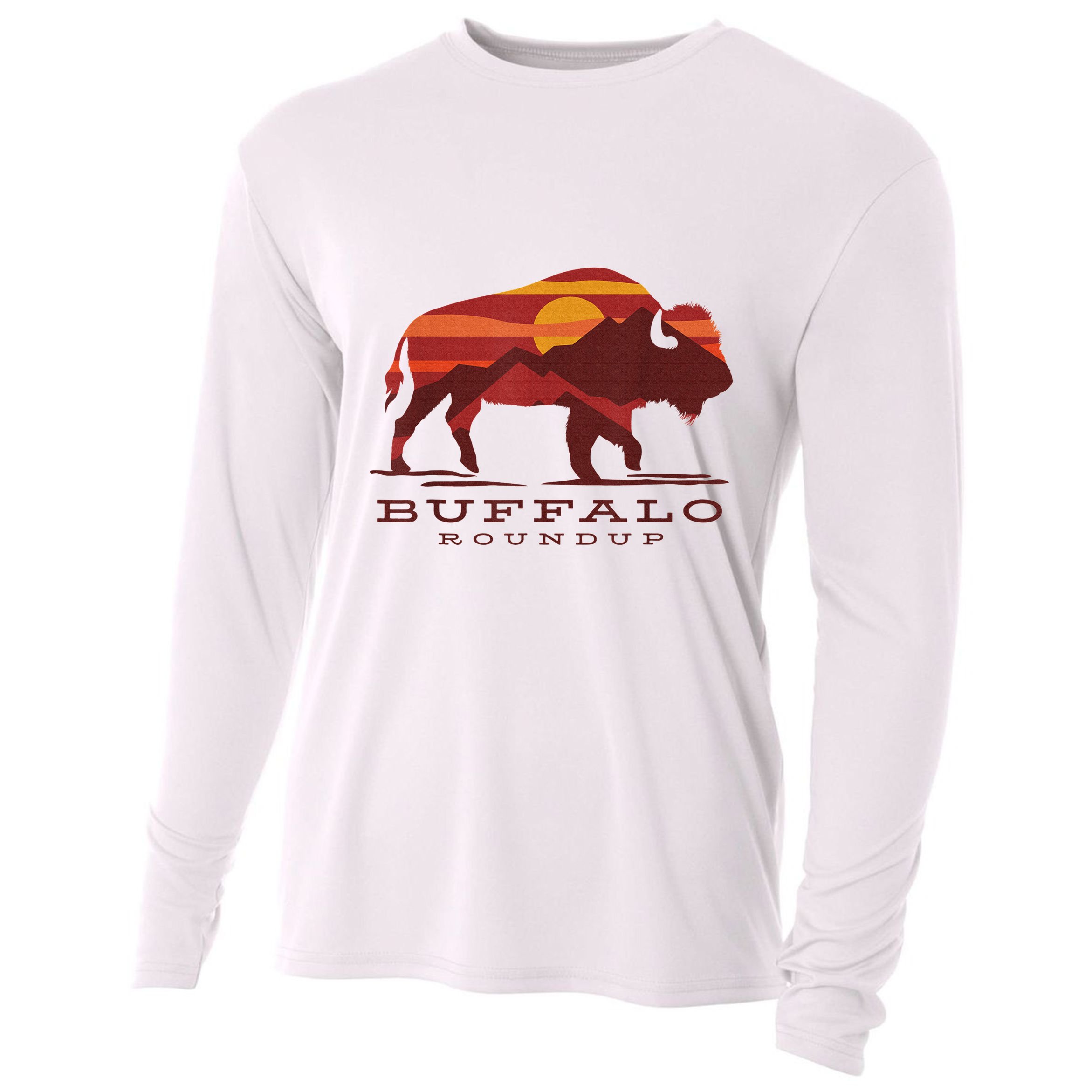 Buffalo Roundup Custer State Park South Dakota Sunset Cooling Performance Long Sleeve Crew