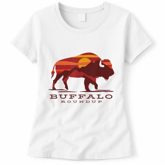 Buffalo Roundup Custer State Park South Dakota Sunset Womens T-Shirt