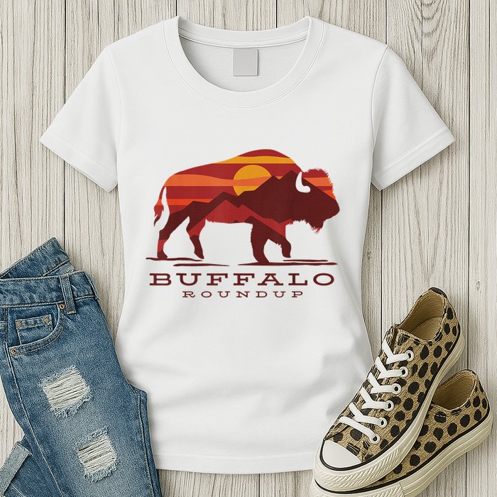 Buffalo Roundup Custer State Park South Dakota Sunset Womens T-Shirt