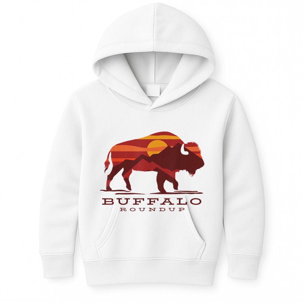 Buffalo Roundup Custer State Park South Dakota Sunset Kids Hoodie
