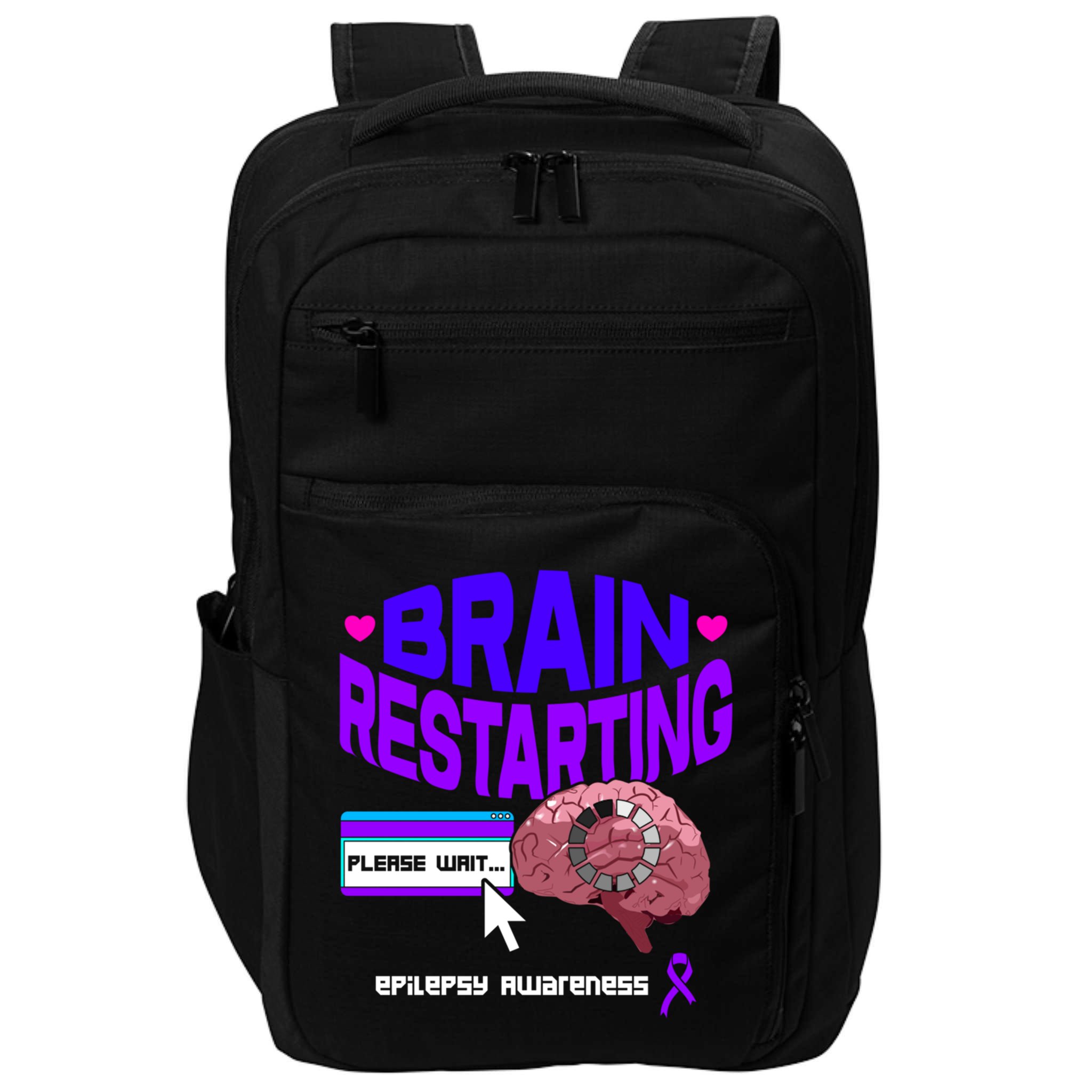 Brain Restart Cute Gift Purple Ribbon For Epilepsy Awareness Month Meaningful Gi Impact Tech Backpack