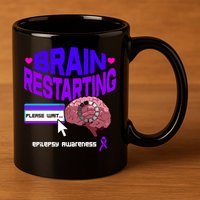 Brain Restart Cute Gift Purple Ribbon For Epilepsy Awareness Month Meaningful Gi 11oz C Handle Ceramic Mug
