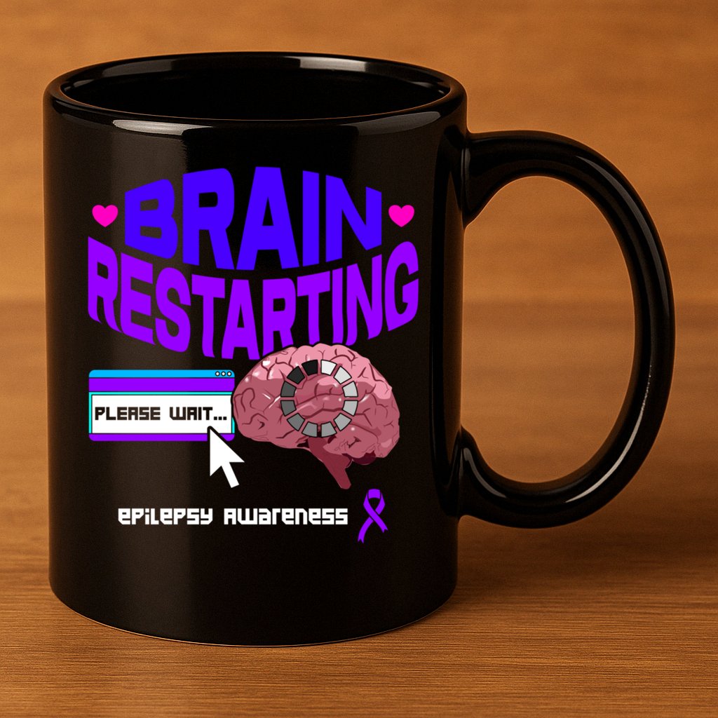 Brain Restart Cute Gift Purple Ribbon For Epilepsy Awareness Month Meaningful Gi 11oz C Handle Ceramic Mug