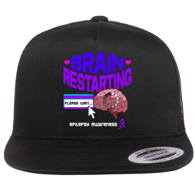 Brain Restart Cute Gift Purple Ribbon For Epilepsy Awareness Month Meaningful Gi Flatbill Hat