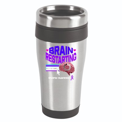 Brain Restart Cute Gift Purple Ribbon For Epilepsy Awareness Month Meaningful Gi 16oz Travel Tumbler