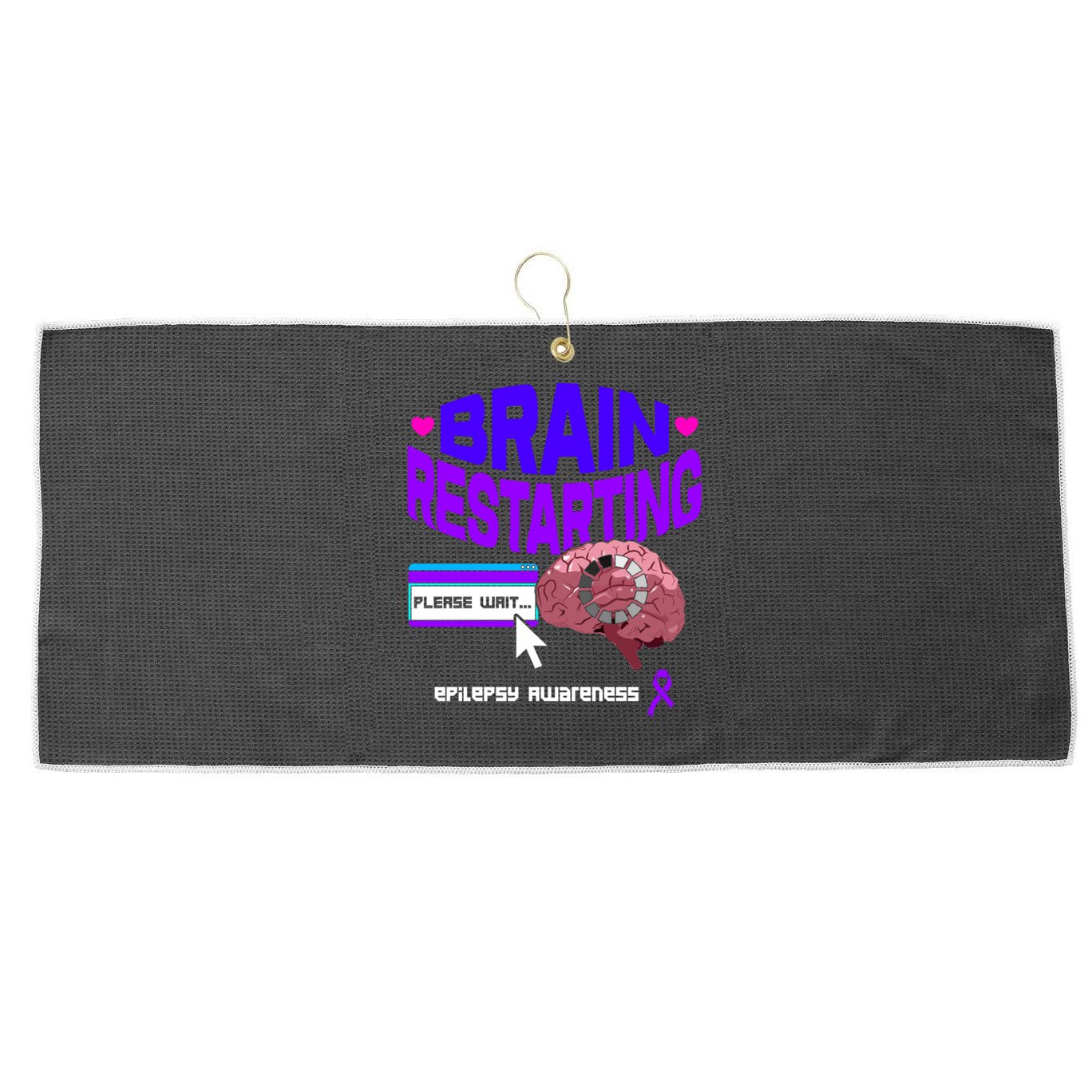 Brain Restart Cute Gift Purple Ribbon For Epilepsy Awareness Month Meaningful Gi Large Microfiber Waffle Golf Towel