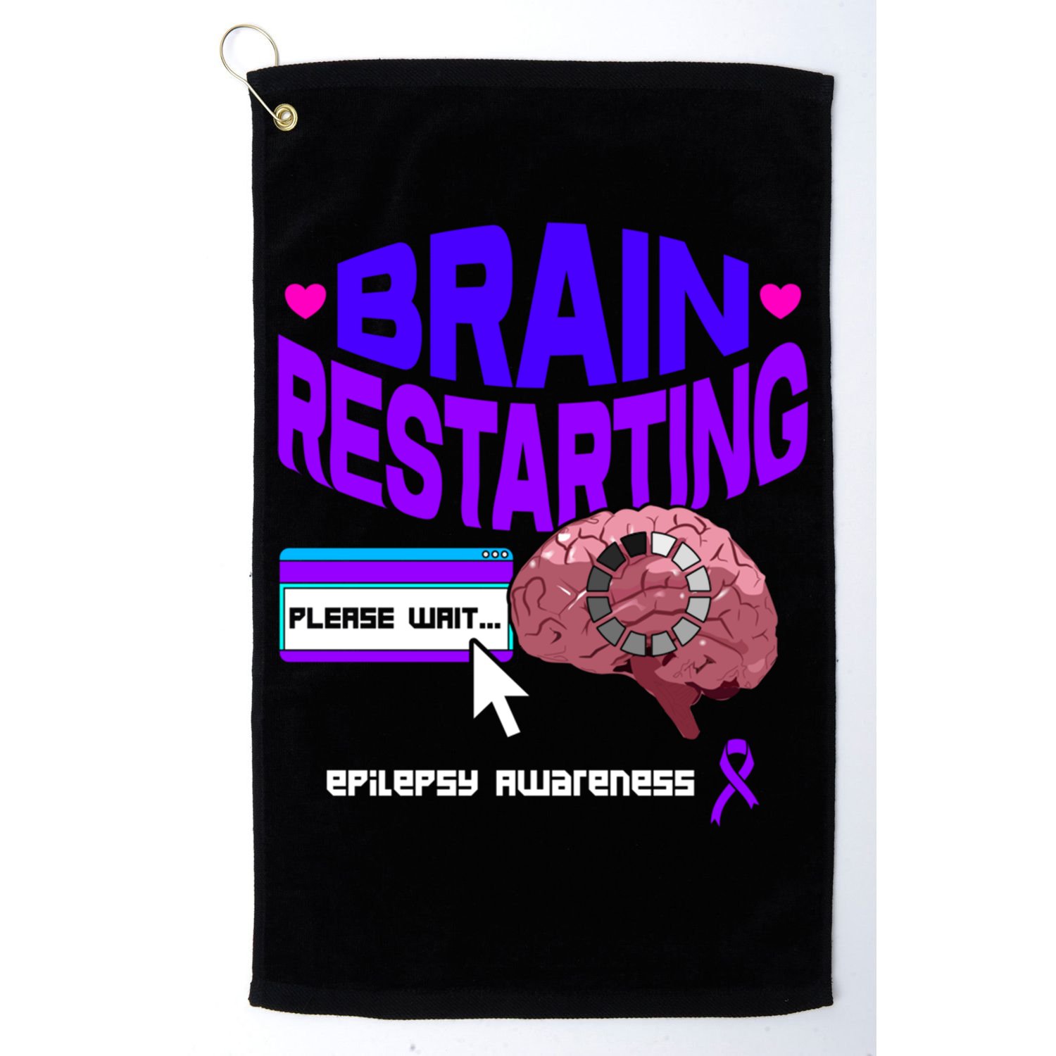 Brain Restart Cute Gift Purple Ribbon For Epilepsy Awareness Month Meaningful Gi Golf Towel