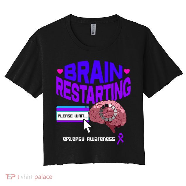 Brain Restart Cute Gift Purple Ribbon For Epilepsy Awareness Month Meaningful Gi Crop Top