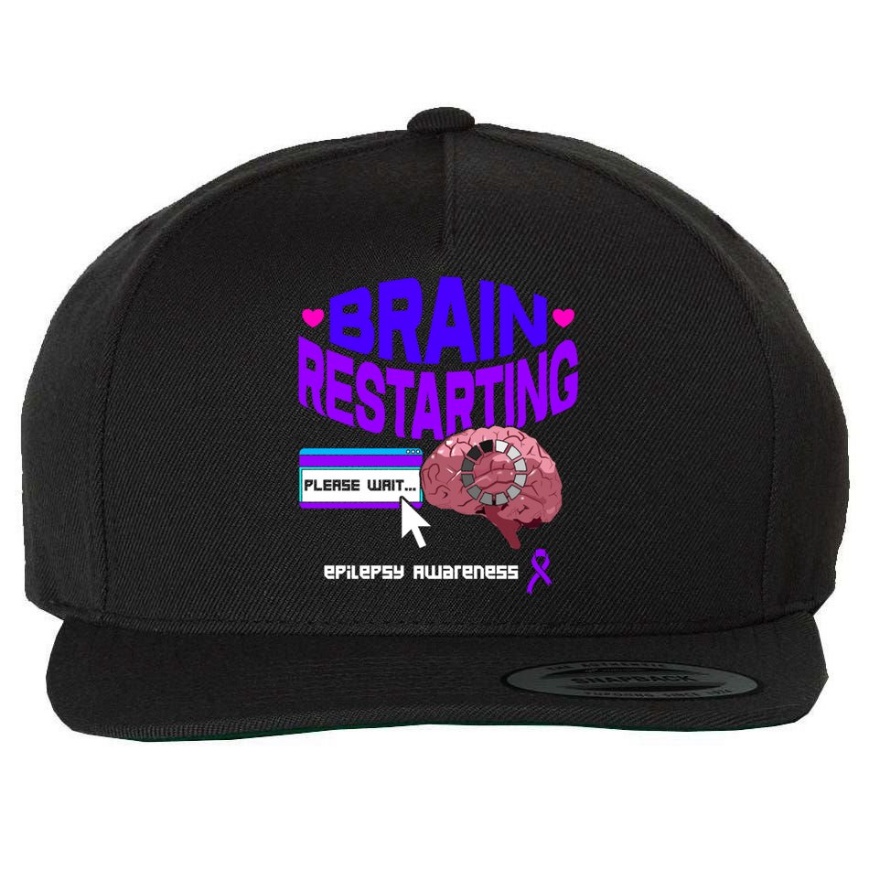 Brain Restart Cute Gift Purple Ribbon For Epilepsy Awareness Month Meaningful Gi Wool Snapback Cap