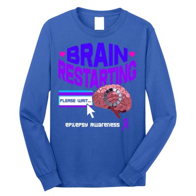 Brain Restart Cute Gift Purple Ribbon For Epilepsy Awareness Month Meaningful Gi Long Sleeve Shirt