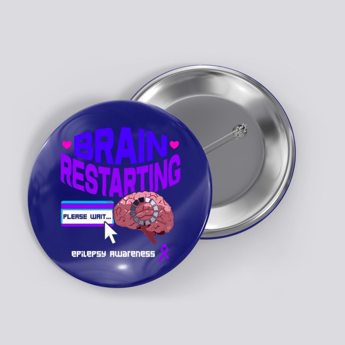 Brain Restart Cute Gift Purple Ribbon For Epilepsy Awareness Month Meaningful Gi Button