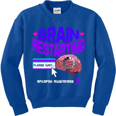 Brain Restart Cute Gift Purple Ribbon For Epilepsy Awareness Month Meaningful Gi Kids Sweatshirt