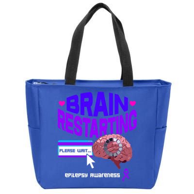 Brain Restart Cute Gift Purple Ribbon For Epilepsy Awareness Month Meaningful Gi Zip Tote Bag