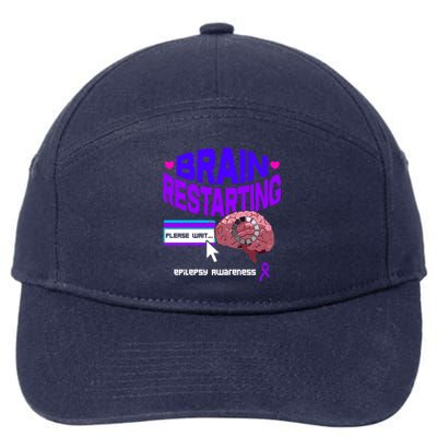 Brain Restart Cute Gift Purple Ribbon For Epilepsy Awareness Month Meaningful Gi 7-Panel Snapback Hat