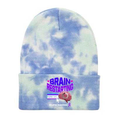 Brain Restart Cute Gift Purple Ribbon For Epilepsy Awareness Month Meaningful Gi Tie Dye 12in Knit Beanie