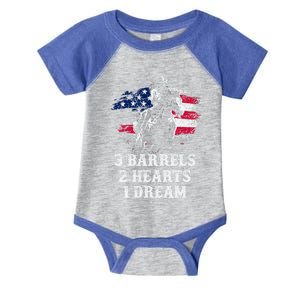 Barrel Racing Cool Gift 3 Barrels 2 Hearts 1 Dream Cool Gift Riding Funny Gift Infant Baby Jersey Bodysuit