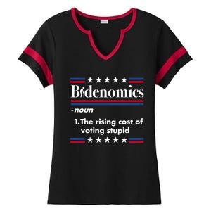 Bidenomics Rising Cost Of Voting Joe Biden Funny Satire Ladies Halftime Notch Neck Tee