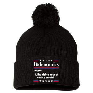 Bidenomics Rising Cost Of Voting Joe Biden Funny Satire Pom Pom 12in Knit Beanie