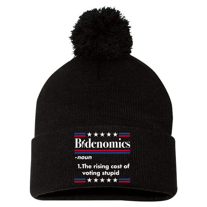 Bidenomics Rising Cost Of Voting Joe Biden Funny Satire Pom Pom 12in Knit Beanie