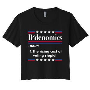 Bidenomics Rising Cost Of Voting Joe Biden Funny Satire Women's Crop Top Tee