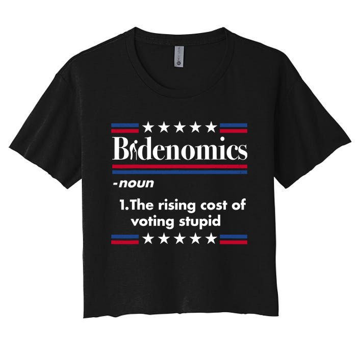 Bidenomics Rising Cost Of Voting Joe Biden Funny Satire Women's Crop Top Tee