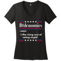 Bidenomics Rising Cost Of Voting Joe Biden Funny Satire Women's V-Neck T-Shirt