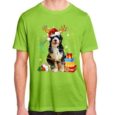 Bernedoodle Reindeer Christmas Lights Funny Dog Xmas Gift Cool Gift Adult ChromaSoft Performance T-Shirt