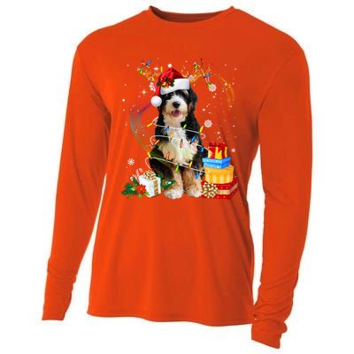 Bernedoodle Reindeer Christmas Lights Funny Dog Xmas Gift Cool Gift Cooling Performance Long Sleeve Crew