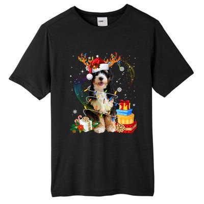 Bernedoodle Reindeer Christmas Lights Funny Dog Xmas Gift Cool Gift Tall Fusion ChromaSoft Performance T-Shirt