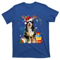 Bernedoodle Reindeer Christmas Lights Funny Dog Xmas Gift Cool Gift T-Shirt