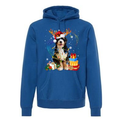 Bernedoodle Reindeer Christmas Lights Funny Dog Xmas Gift Cool Gift Premium Hoodie