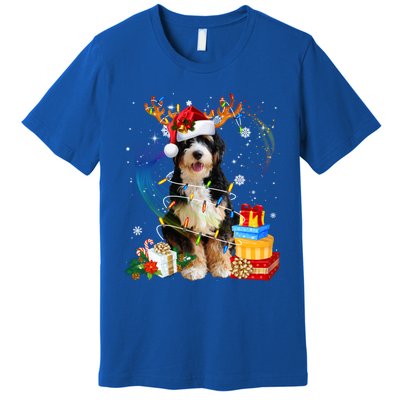 Bernedoodle Reindeer Christmas Lights Funny Dog Xmas Gift Cool Gift Premium T-Shirt