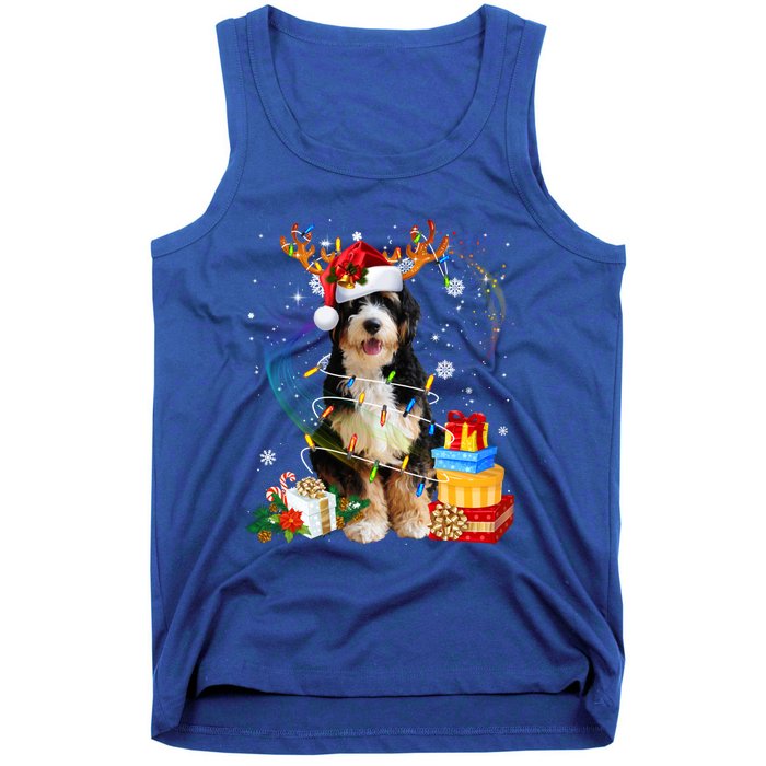 Bernedoodle Reindeer Christmas Lights Funny Dog Xmas Gift Cool Gift Tank Top