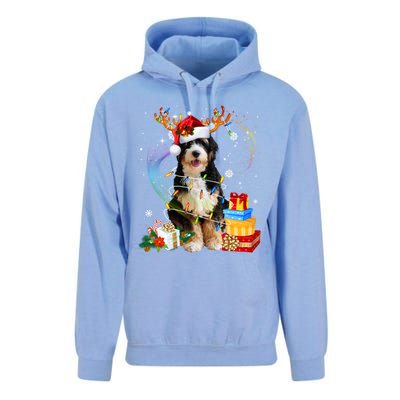 Bernedoodle Reindeer Christmas Lights Funny Dog Xmas Gift Cool Gift Unisex Surf Hoodie