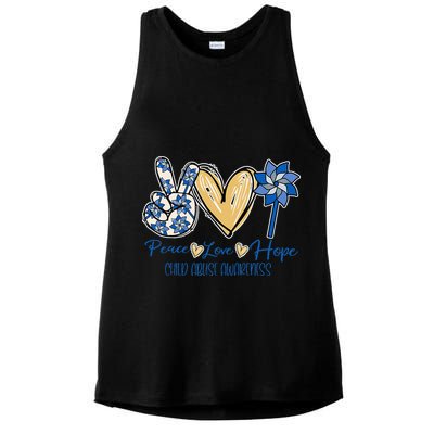 Blue rainbow child abuse prevention awareness month 247365 Ladies PosiCharge Tri-Blend Wicking Tank