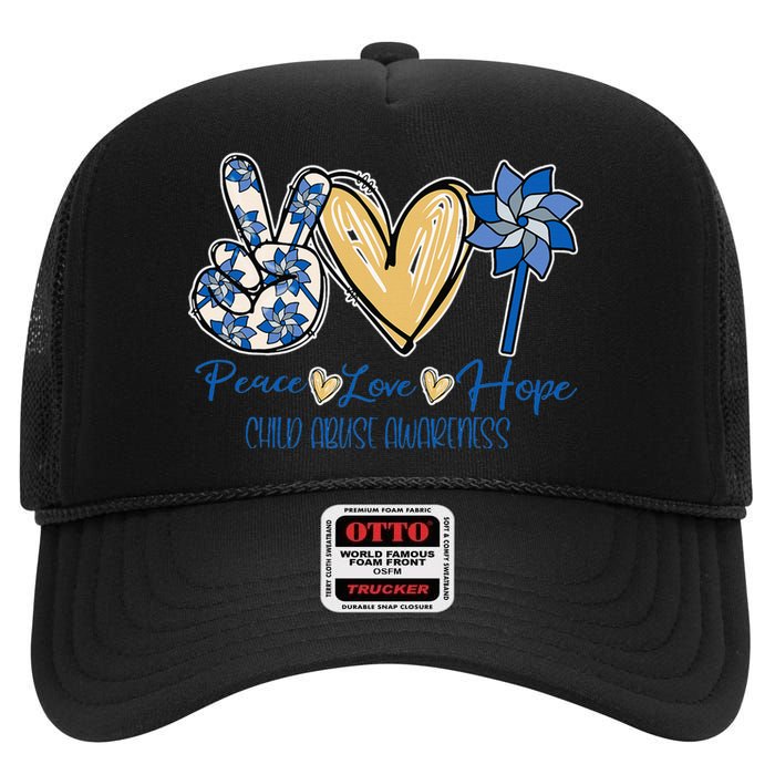 Blue rainbow child abuse prevention awareness month 247365 High Crown Mesh Back Trucker Hat