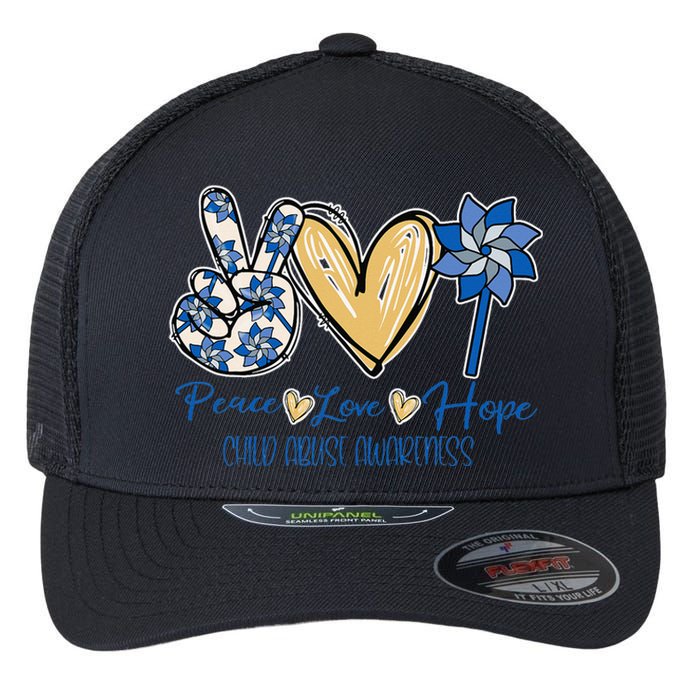 Blue rainbow child abuse prevention awareness month 247365 Flexfit Unipanel Trucker Cap