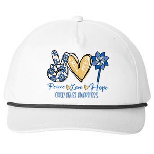 Blue rainbow child abuse prevention awareness month 247365 Snapback Five-Panel Rope Hat