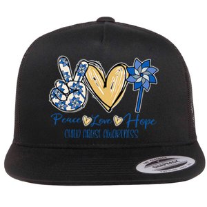 Blue rainbow child abuse prevention awareness month 247365 Flat Bill Trucker Hat