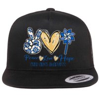 Blue rainbow child abuse prevention awareness month 247365 Flat Bill Trucker Hat