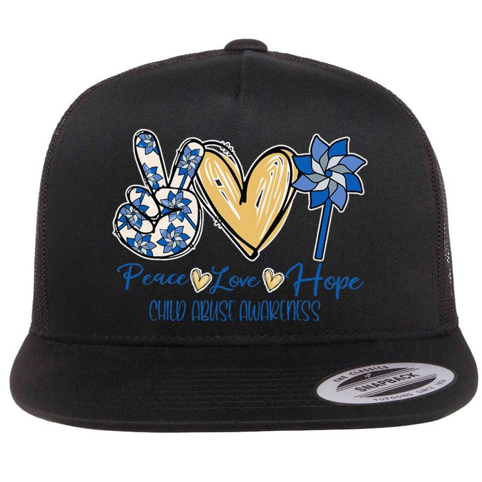 Blue rainbow child abuse prevention awareness month 247365 Flat Bill Trucker Hat