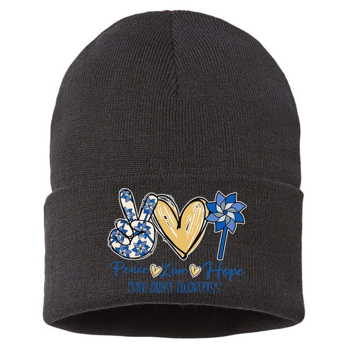 Blue rainbow child abuse prevention awareness month 247365 Sustainable Knit Beanie