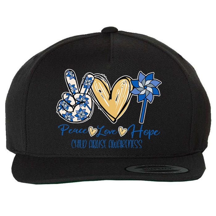 Blue rainbow child abuse prevention awareness month 247365 Wool Snapback Cap