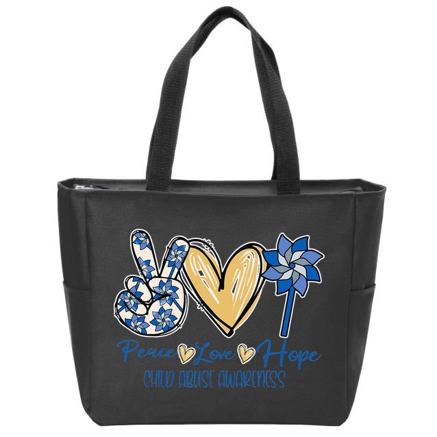 Blue rainbow child abuse prevention awareness month 247365 Zip Tote Bag